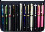 MIVLXLX PU Leather 12 Fountain Pen/Pencil Tray Case Organizer, Fashion Design, Handmade, Magnetic Closure with Drawer, Christmas Gift for Man/Woman/Office, 12 Slots(black)