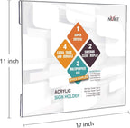 NIUBEE Acrylic Sign Holder 11 x 17 Horizontal Wall Mount Sign Holders Clear Acrylic Frame with Double Sided Tape Clear Poster Frames Plastic Sign Holder for Office, Home, Restaurant, Landscape, 6 Pack