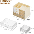 Marbrasse Desk Organizer with 3 Drawer, Multi-Functional Pencil Pen Holder for Desk, Desktop Organizer Storage for Office Home Art Supplies (Beige)