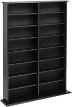 Prepac 2 Column Display Cabinet Media Storage, Double Width Wall, Black