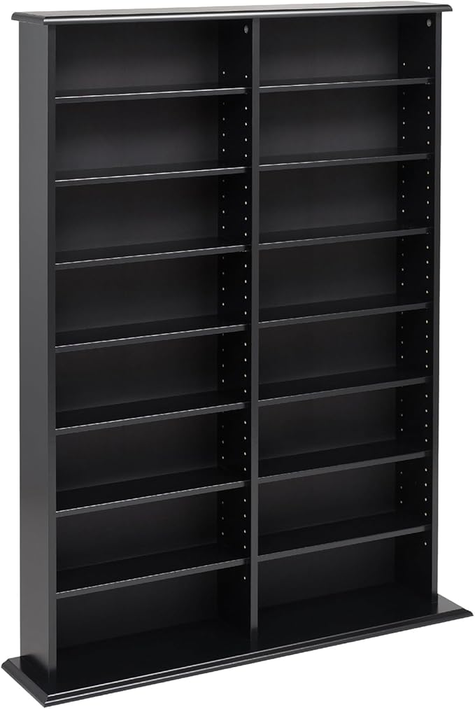 Prepac 2 Column Display Cabinet Media Storage, Double Width Wall, Black
