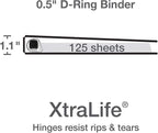 Oxford 3 Ring Binders, 0.5 inch ONE-Touch Easy Open D Rings, Durable Binders for School and Office, View Binder Covers, Xtralife Hinge, Non-Stick, PVC-Free, Black, Holds 125 Sheets, 6 PK (79901)