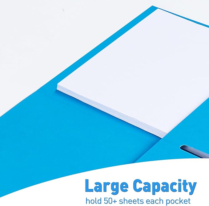Two Pocket Folders, RAZCC 125 Pack File Folders with Pockets Fit Letter Size Paper, Thick Paper File Folder for School Office Business Home, Assorted 5 Colors