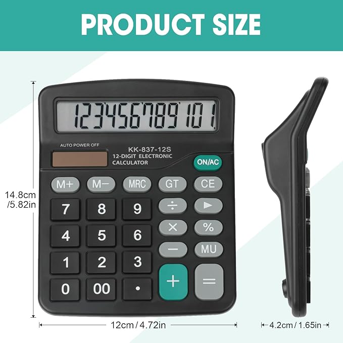 6 Pack Calculator Bulk, 12 Digits Calculators Desktop with Large LCD Display and Sensitive Butto, Solar and Battery Dual Power, Desk Calculator for Office, School, Home