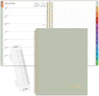 SUNEE 2026 Planner, Weekly and Monthly Calendar Planner, January 2026-December 2026, Daily Agenda with Tabs, Note Pages, Spiral Binding, 8.5"x11", Green