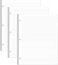 (3-Pack) 3-Hole Line Paper Refills, Letter Size Loose-Leaf Paper, 300 Sheets/600 Pages, 100gsm White Paper, 8.5'' x 11''