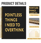 Mhfpl Pointless Things I Need to Overthink Black Golden Spiral Blank Notebook, Funny Saying Gifts for Staff Employee Manger, Humor Gifts for Colleagues, Birthday Thank You Gifts for Teammate Coworker