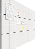 Bumusty Large Cork Board Alternative-47 x35 Felt Bulletin Board Tiles, with 30 Pushpins, 70 Adhesive Tabs, 12-Pack Slat Wall Paneling, Cork Boards for Office Push Pin Board Felt Board-Milky White