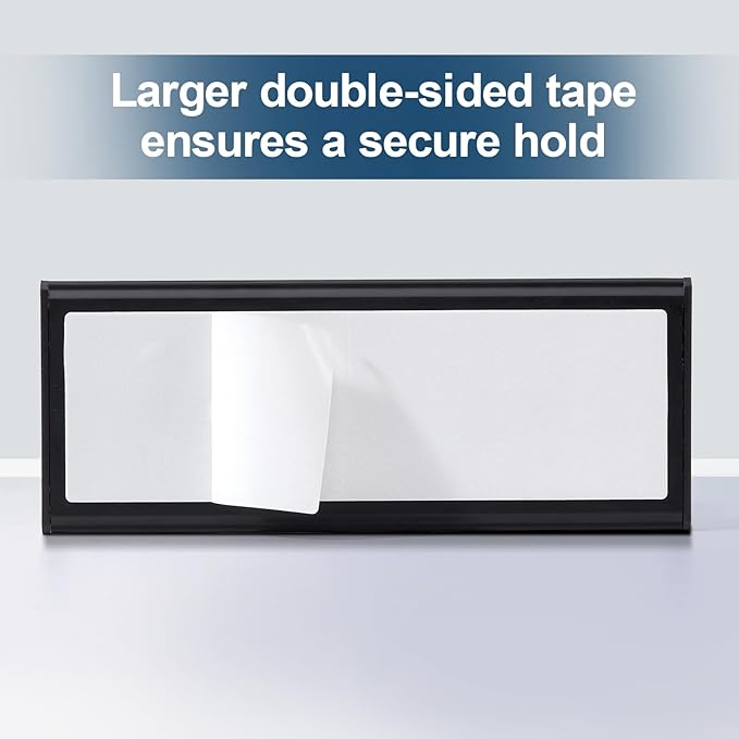 Plecterco 4 Pcs Office Door Signs - 8" x 3" Curved Name Plate Holders for Office, Wall-Mount Door Signs with Plastic Film and Adhesive Tape (4, Black)