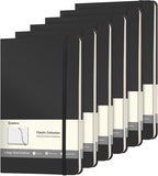 Comix 6 Pack Lined Journal Notebooks for Work, 240 Pages, 5.5"x8.3", Black, Hardcover, A5 Medium College Ruled, Journaling Notebooks for Notes-taking, Fits for Office School Home