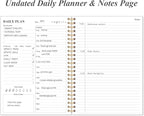 Daily Planner Undated - B5 To Do List Notebook Hourly Schedules, Spiral Appointment Planner for Women and Men, PVC Hardcover, Inner Pocket, Elastic Closure, 7" x 10", Rose Flower