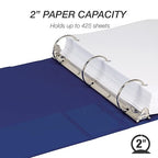 Samsill 2 Inch 3 Ring Binder, Made in USA, Economy Round Ring, Clear View Cover, 425 Sheet Capacity - for School, Home, Office - Dark Blue