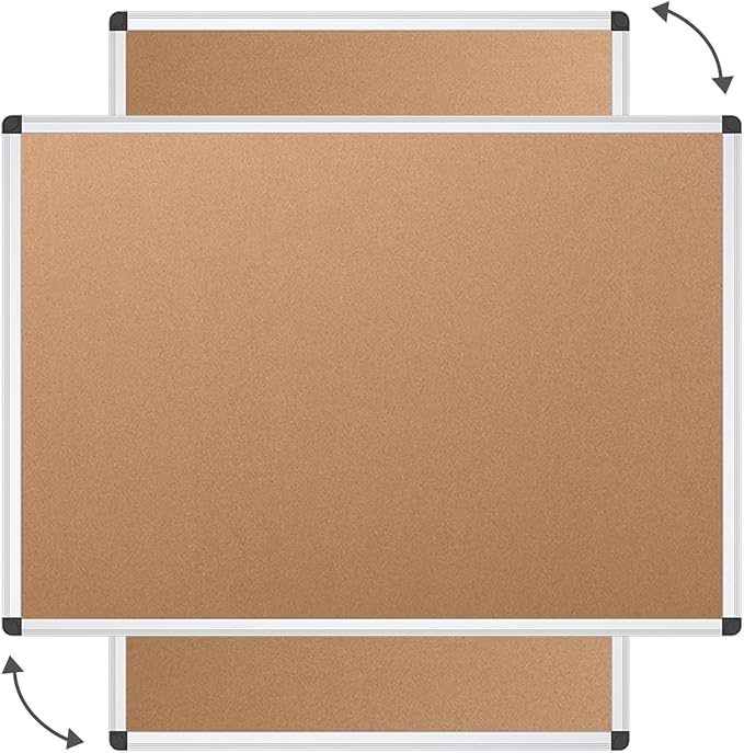 VIZ-PRO Large Cork Bulletin Board, 60 X 36 Inches, Wall-Mounted Corkboard with Silver Aluminium Frame for School, Office, and Home 5' X 3'
