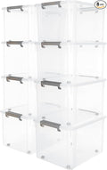 Citylife 58.1 QT Plastic Storage Bins with Latching Lids Stackable Storage Containers for Organizing Large Clear Storage Box for Garage, Closet, Kitchen, 8 Packs