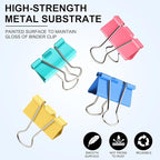 Large Binder Clips 1.6 Inch (60 Pack) Assorted Colors, Colored Binder Clips Paper Clips, Big Paper Clamps, Binder Clips Large Size for Home, School and Office Supplies