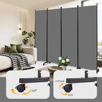 Room Divider (4 Panel) Wall Divider for Room Separation, 88 inch Wide Portable Privacy Screens W/Wheels, Metal Frame Freestanding Room Separators 5.6FT Room Partitions and Dividers
