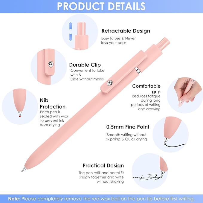 Donyang Gel Pens, 5pcs 0.5mm Cute Black Ink Fine Point Pens With Smooth Writing, Quick Dry Pens For Journaling Note Taking, Teacher Work Desk Accessories Office Supplies for Men Women