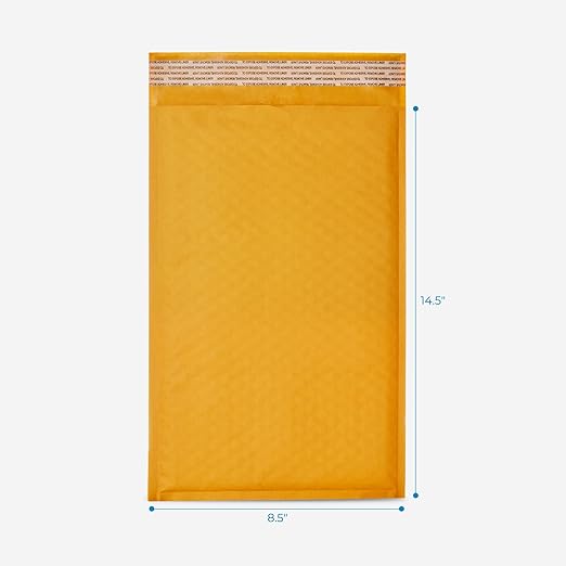 HOLPACK Golden Kraft Bubble Mailers 8.5x14.5 inch - 100 pack, Self-Seal Cushioning Padded Envelopes #3 | Small Business eCommerce shipping jewelry, makeup, cosmetics, and more - MADE IN USA