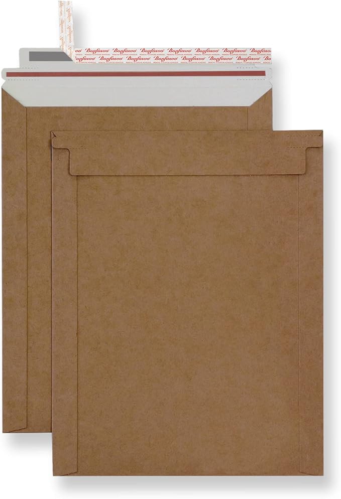 Bonfasvo Rigid Mailers 30 Pack 7.5 x 9.5 inches Brown Self Seal Stay Flat Bulk Cardboard Kraft No Bend Mailers Peel and Seal for Document Photos Pictures Papers Files CD