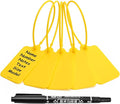 50 Yellow Blank Plastic Tags for Labeling Waterproof Hanging Labels Writable Tags Seal Plastic Marking Label for Clothes Bags Keys Inventory with One Marker Pen