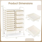 DORTALA 15-Drawer Rolling Storage Cart with Drawers, Rolling Utility Cart w/Removable Drawers & Universal Wheels, Tools Scrapbook Paper Organizer for School, Office, Home, Classroom (Ivory)