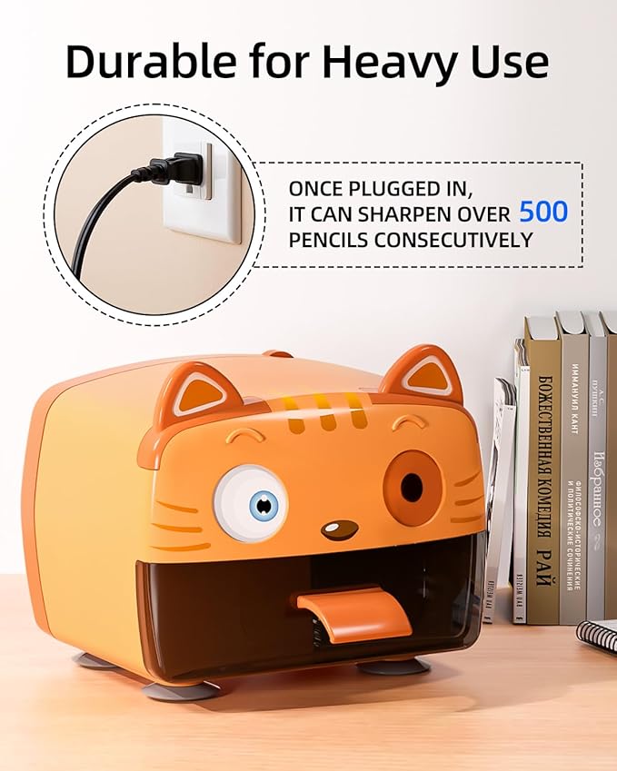 ZMOL Heavy Duty Electric Pencil Sharpener for Classroom,Cute Pencil Sharpener Plug in for Kids,Auto-Stop Pencil Sharpeners Plug in for No.2 / Colored Pencil