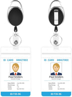 2 Pack ID Badge Holder,Badge Holder Retractable Clip with Carabiner Reel Clip and Key Ring for Men and Women