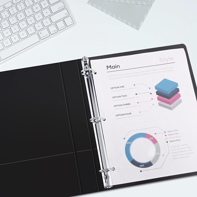 ViVin Sturdy 1.5 Inch D Ring Binders, 1.5'' 3 Ring View Binder with Customizable Clear Cover, Holds 350 Sheets of 8.5" x 11" Paper, 6 Pack, Black