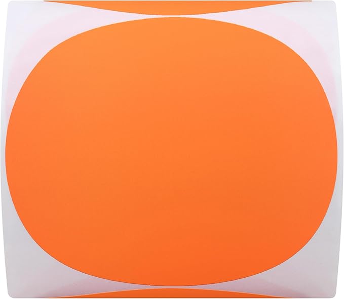 Hybsk Round Color Coding Circle Dots Labels Warehouse Inventory Organizer Stickers (3 inch, Fluorescent Orange)