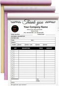 Custom Invoice Book in 3-Part /2-Part Receipt Book with Carbon Copies Personalized Carbonless Service Invoice Form Books Sales Order Book with Company Name Logo Address,C3-Thank You Receipt