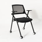 VACYOVKE 12 Pack Executive Office Chairs with Caster Adjustable Armrest Ergonomic Mid-Back Breathable Mesh Foldable Conference Reception Chair Set for Home School Waiting Room