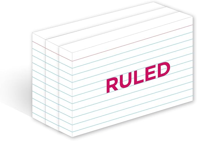 KAISA Lined Index Card 3"x5" Index Cards Flashcards, 300 Count Ruled on Front, Blank on Back Index Cards, White 3 pack of 100 Shrink