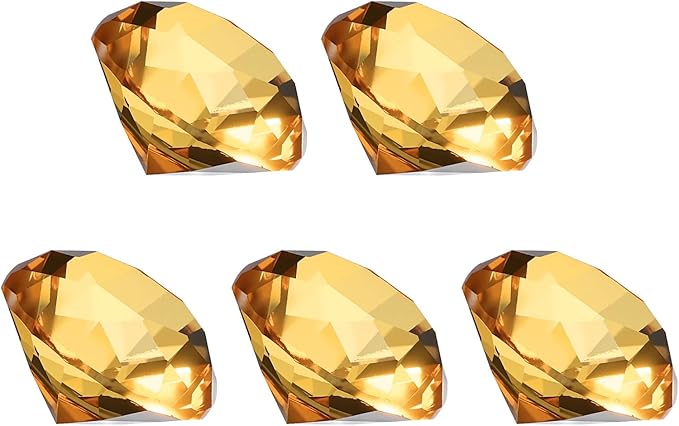 PATIKIL 5 Pcs Diamond Crystal Paperweight, 30mm / 1.18 Inch Crystal Paperweight Paper Weight for Home Office Desktop Table Decor Wedding Party Jewelry Ornaments, Brown