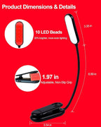 Finezeal 670nm Red Book Light [1 Pack] - Zero Blue Light, Rechargeable Clip On Red Reading Light Lamp for Reading at Night - Poratble Dimmable LED Book Lamp, Gift for Lovers Travel Studying Nursing
