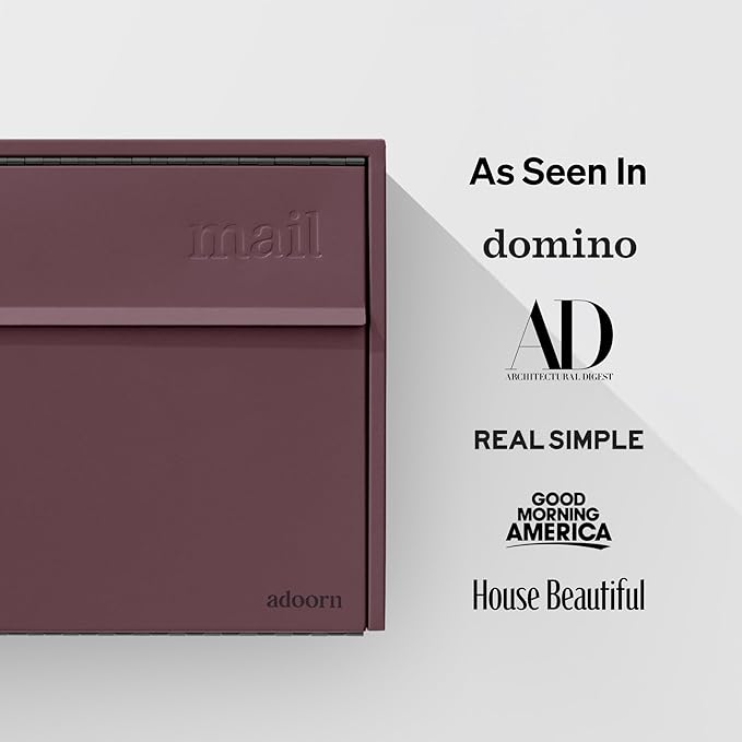 Wall Mount Mailbox - Small, Anti-Theft Locking Mailbox, Weatherproof Mailboxes for Outside The House, 13.5" H x 15" L x 5.5" D (Malbec)