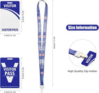 Visitor Badge Lanyards Volunteer Badge Holder with Clips (25 pcs) - Reusable Temporary ID Pass for Office, School, Events PVC Plastic Security Cards for Exhibition Guest by OSTENBIG (Blue)