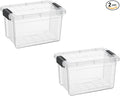 Superio Mini Storage Container Plastic Crayon Box Art Supplies and Sewing Case Stackable Clear Small Organizer for Beads, Stationery, Chalk, and Food, 1.4 Quart, 2 Pack