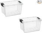 Superio Mini Storage Container Plastic Crayon Box Art Supplies and Sewing Case Stackable Clear Small Organizer for Beads, Stationery, Chalk, and Food, 1.4 Quart, 2 Pack