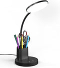 Vicsoon Desk Lamp, LED Desk Lamp for Home Office, Touch Table Lamp with 3 Color Modes 360° Adjustable Arm, Dimmable Desk Light with Pen Phone Holder, Black