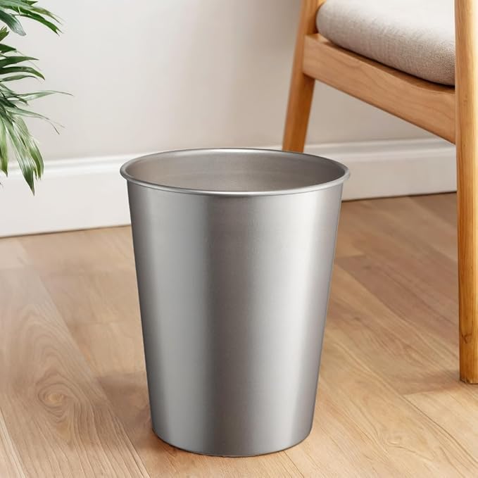Monarch Abode Metal Bathroom Trash Can – Waste Basket for Bedroom, Office Desk, & Dorm, Handcrafted, Durable Decorative Pewter Small Trash Can Bathroom Garbage Bin Wastebasket