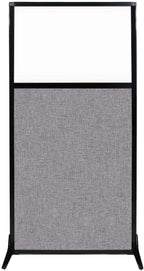 Versare Workstation Partition | Portable Wall Divider | Modern Office Cubicle | Free Standing Privacy Screen | Flexible Work Space | 33" x 70" W/Window, Cloud Gray Fabric Panels
