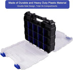 AIDY-PRO Hardware Organizer Box 34 Compartments Small Parts Organizer with Removable Dividers Durable Plastic Double Side Tools Box Screw Organizers For Nuts, Bolts, Screws, Nails 2Pack