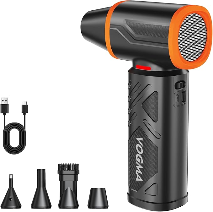 VOGMA V40 Compressed Air Duster-270000RPM 350G Super Power Electric Air Duster, 10000mAh Cordless Rechargeable Brushless Motor Snow Blower, Stepless-Adjustable Air Blower for PC, Keyboard, Home, Car