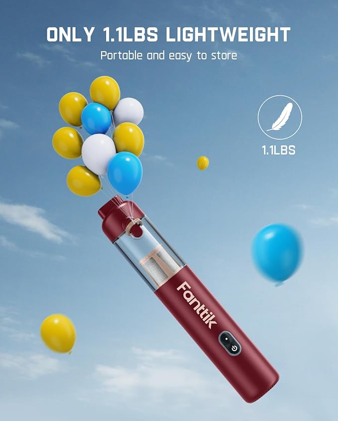 Fanttik Slim V8 APEX Car Vacuum, 4-in-1 Portable Mini Cordless Vacuum with 19000pa Suction Power, Type-C Charge, 2 Suction Modes, Handheld Vacuum for Small Jobs, Car, Office Desk, Keyboards (Red)