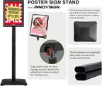 INNOVSIGN 3Packs Heavy Duty Adjustable Pedestal Poster Sign Stand, 11x17 Aluminum Open Floor Standing Sign Holder for Vertical and Horizontal View Display, Black