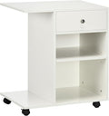 Zateety Mobile Printer Stand, Rolling File Cabinet Cart with Wheels, Adjustable Shelf, Drawer and CPU Stand, White
