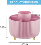 Marbrasse Desk Organizer, 360-Degree Rotating Pen Holder, Desk Organizers and Accessories with 5 Compartments Pencil Organizer, Art Supply Storage Box Caddy for Office, Home(Pink)