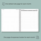 POPRUN Monthly Planner 2025-2026 Spiral Bound (8.5'' x 10.5'') 18 Months Calendar (Jul 2025 - Dec 2026) - 4 Pages per Month with Monthly Expense & Notes, Sunday Start, Leather Cover - Pacific Green