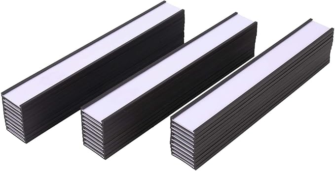Eeoyu Magnetic Label Holders with Magnets Magnetic Data Card Holders with Clear Plastic Protectors for Metal Shelf, Whiteboard, Set of 30 (0.75 x 6 Inch)