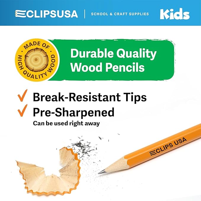 E-CLIPS USA Pre-Sharpened Pencils Bulk Pencil #2 School Supplies Bulk Number 2 pencils Office Supplies Bulk 12 Pencil Per Box (80 Pack)
